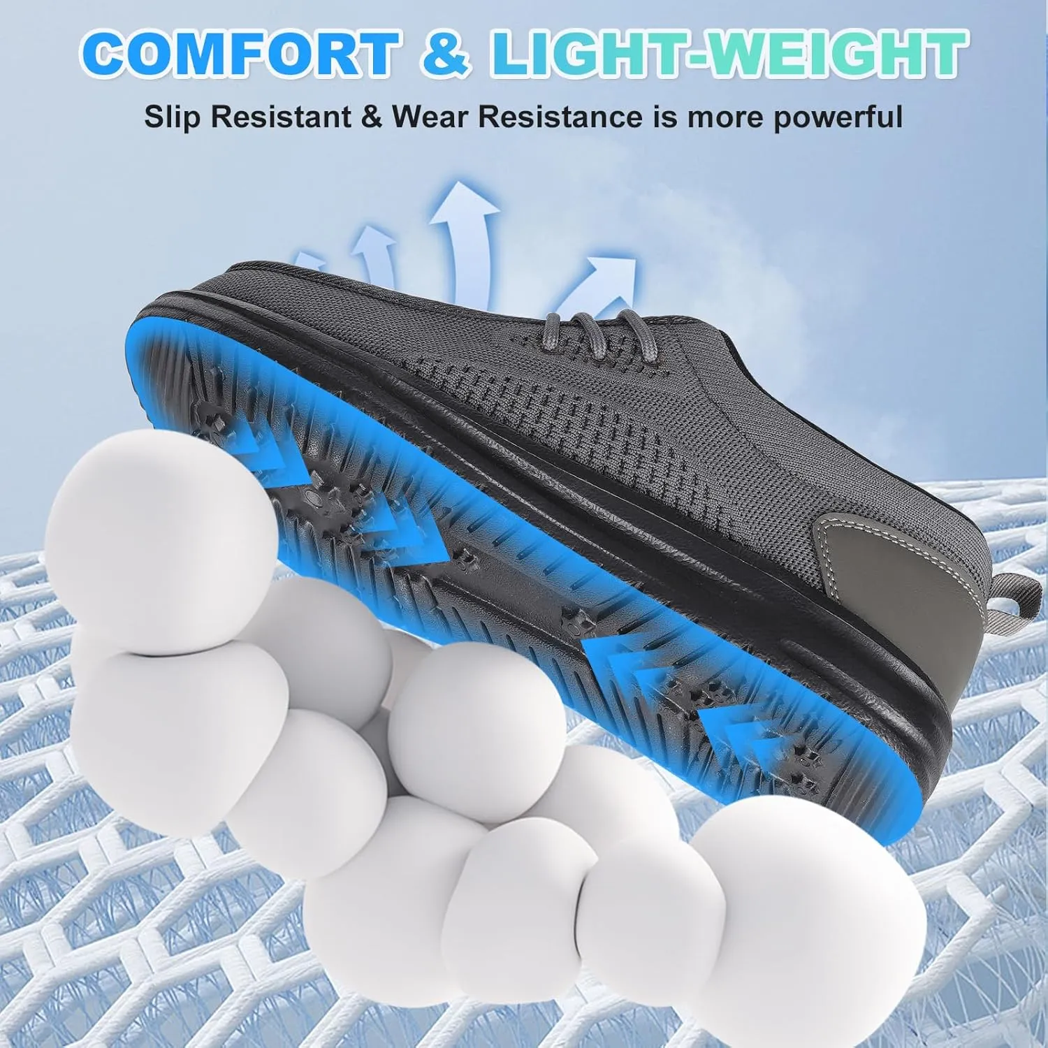 VikoViren Steel Toe Shoes for Men Slip On Safety Work Sneakers Puncture Proof Indestructible Comfy Lounging Walking Loafers Slip Resistant Lightweight Construction Shoes