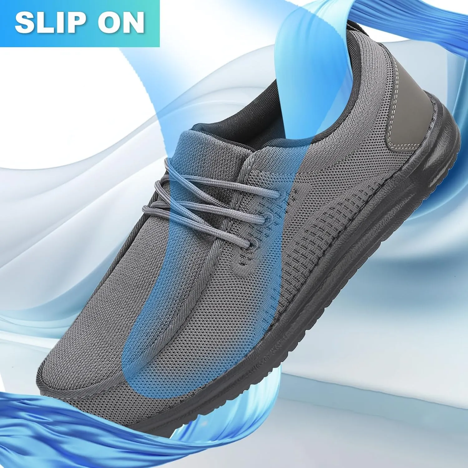 VikoViren Steel Toe Shoes for Men Slip On Safety Work Sneakers Puncture Proof Indestructible Comfy Lounging Walking Loafers Slip Resistant Lightweight Construction Shoes