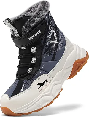 VITUOFLY Boys Hiking Boots Kids Hiking Shoes Girls Outdoor Warm Winter Snow Boots Adventure Trekking Shoes Anti-skid Sneakers Steel Buckle Durable Comfortable
