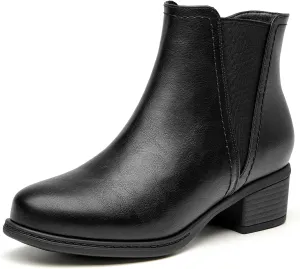 VJH confort Women's Ankle Boots Elastic Chunky Low Heel Chelsea Booties with Zipper