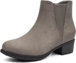 VJH confort Women's Ankle Boots Elastic Chunky Low Heel Chelsea Booties with Zipper