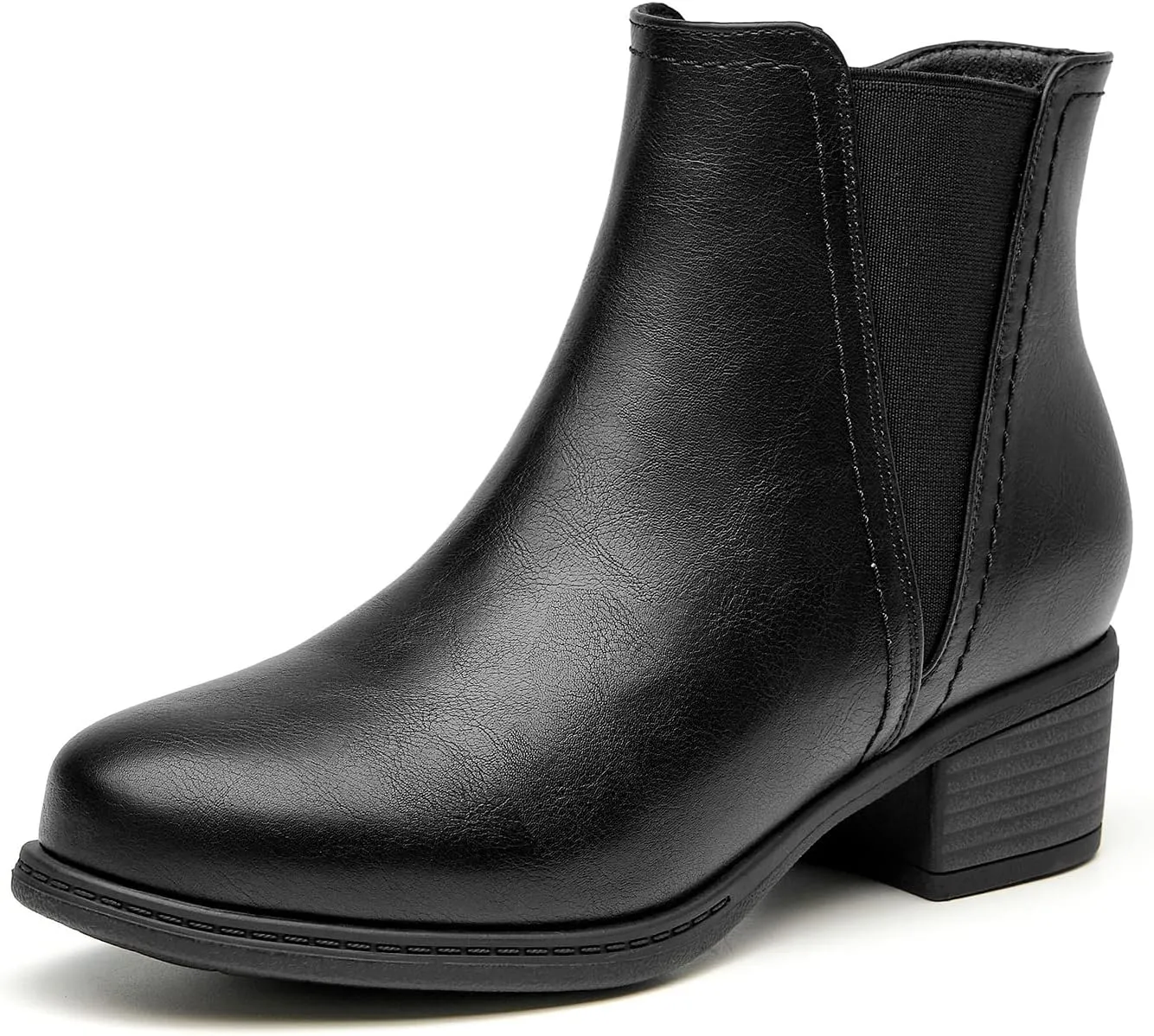 VJH confort Women's Ankle Boots Elastic Chunky Low Heel Chelsea Booties with Zipper