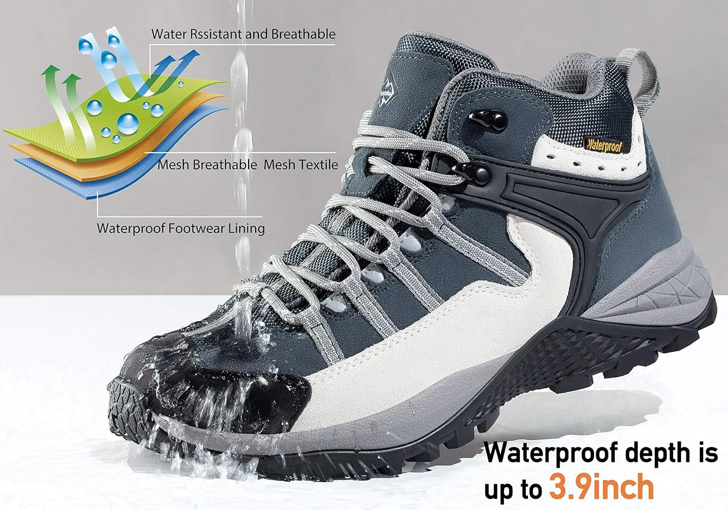 wantdo Women's Waterproof Hiking Boots Lightweight Outdoor Camping Shoes