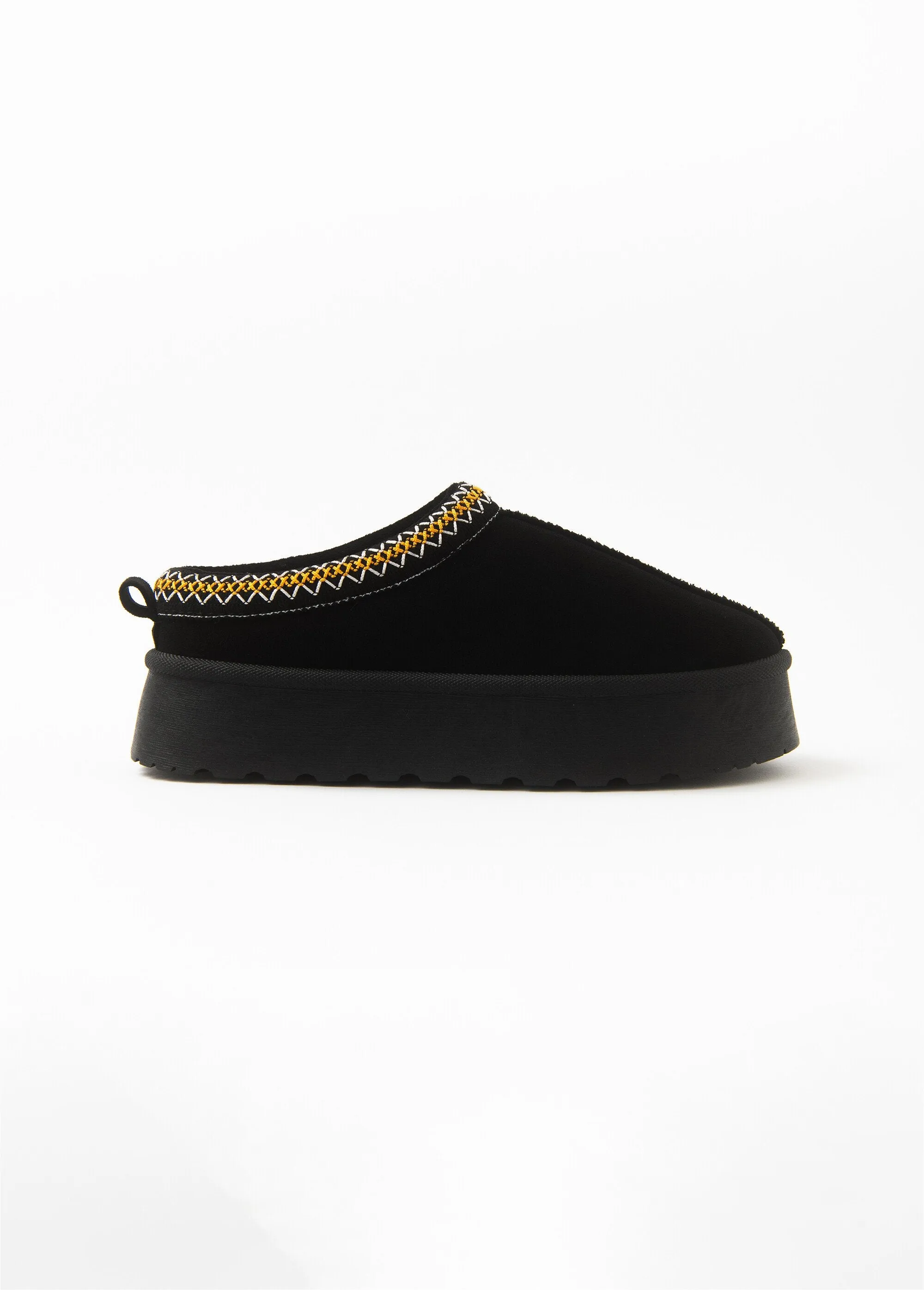 Warm clog-style wedge mules