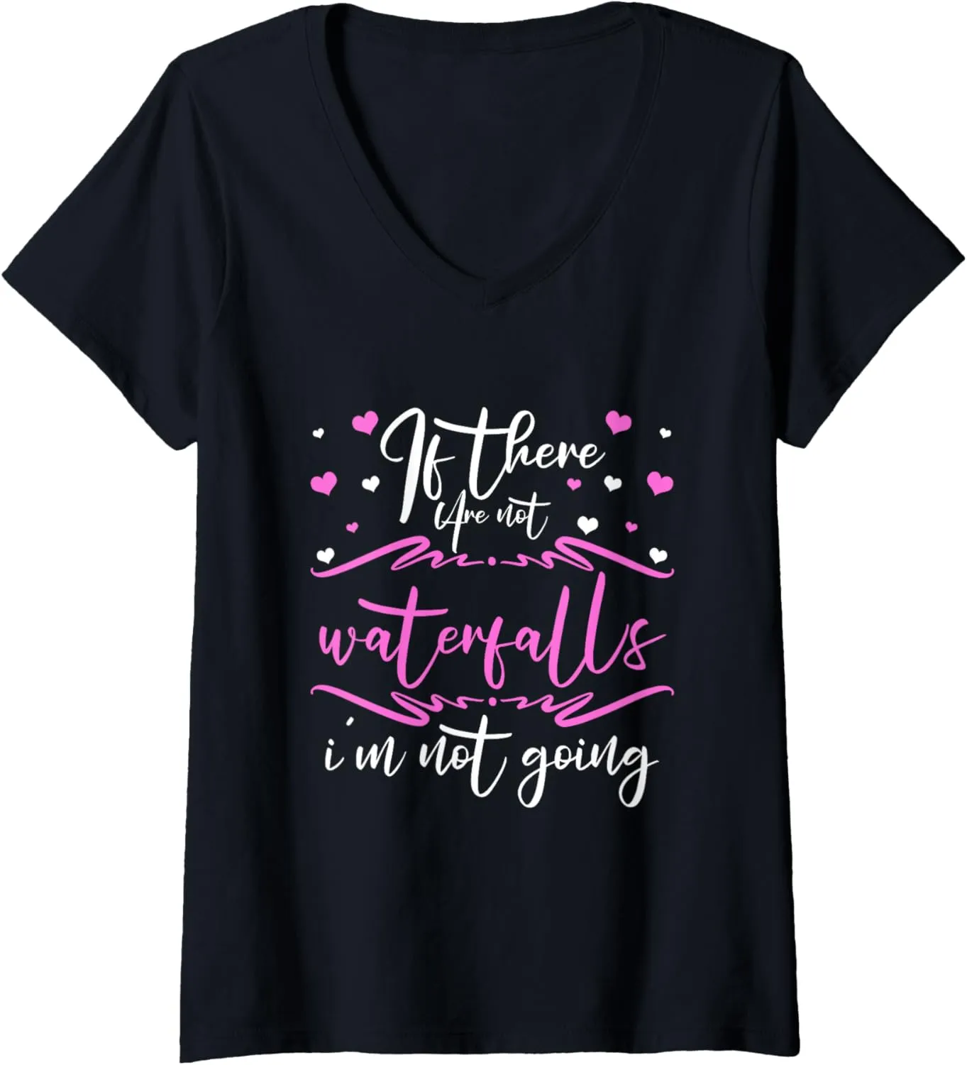 Waterfall Chasing Trekking Hiker Waterfall Lover Hiking V-Neck T-Shirt