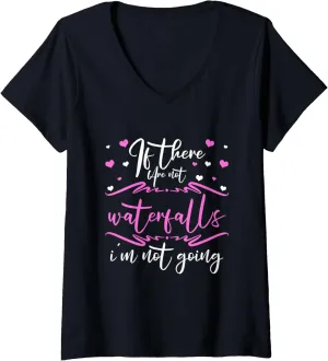 Waterfall Chasing Trekking Hiker Waterfall Lover Hiking V-Neck T-Shirt