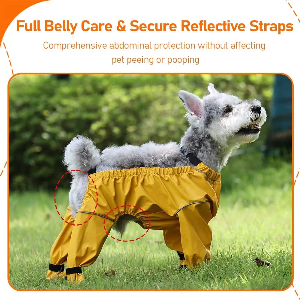 Waterproof Dog Boots Rain Boots with Suspender, Paw Protector Shoes for Small Medium Puppy, Anti-Slip Boots Belly Protector, Rain Snow Pants Dog Suspender Boots Legging (Medium, Multicolor)