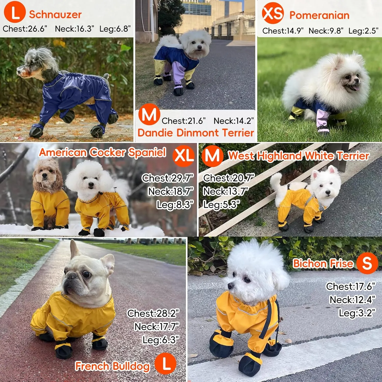 Waterproof Dog Boots Rain Boots with Suspender, Paw Protector Shoes for Small Medium Puppy, Anti-Slip Boots Belly Protector, Rain Snow Pants Dog Suspender Boots Legging (Medium, Multicolor)