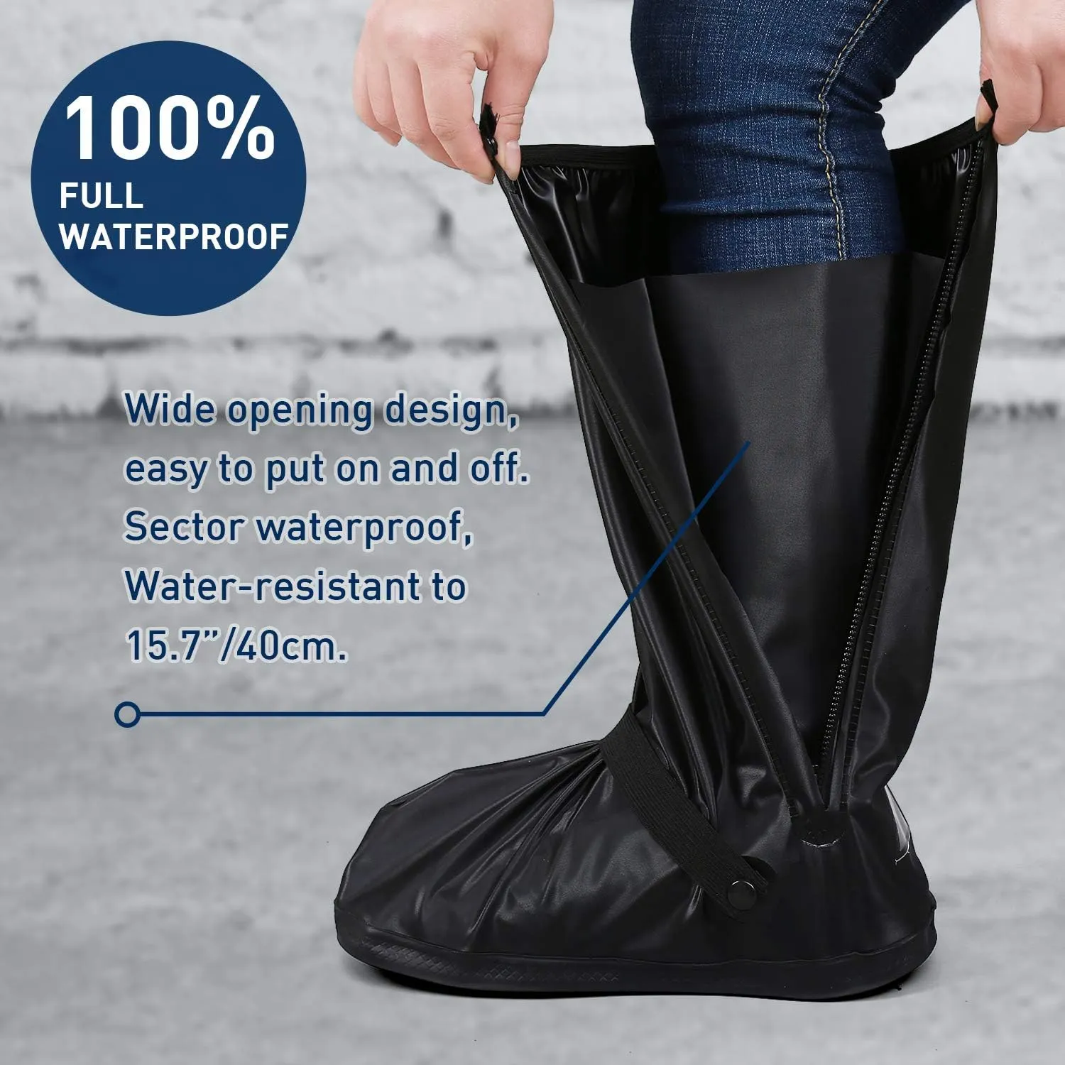 Waterproof Rain Boot Shoe Cover with Reflector for Outdoor Sports Hiking Climbing Camping Scooter Travel