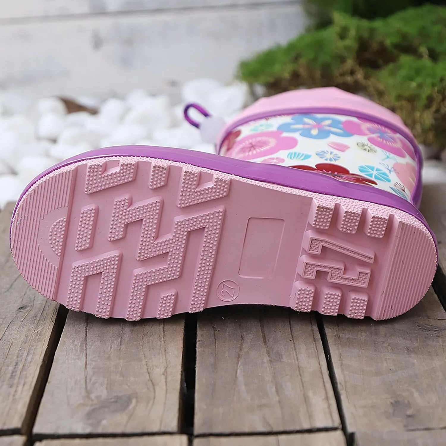Waterproof Rain Boots for Toddler and Kids - Boys Girls Rubber Rain Boots with Easy on Handles for Outdoor Playing