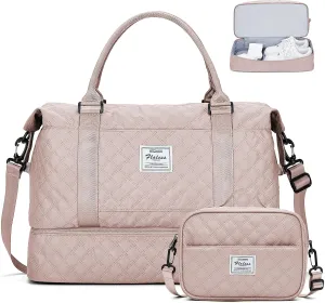 Weekender Bags for Women, Carry-On Personal Item Bag, Overnight Travel Duffel Bag with Shoes Compartment &Trolley Sleeve