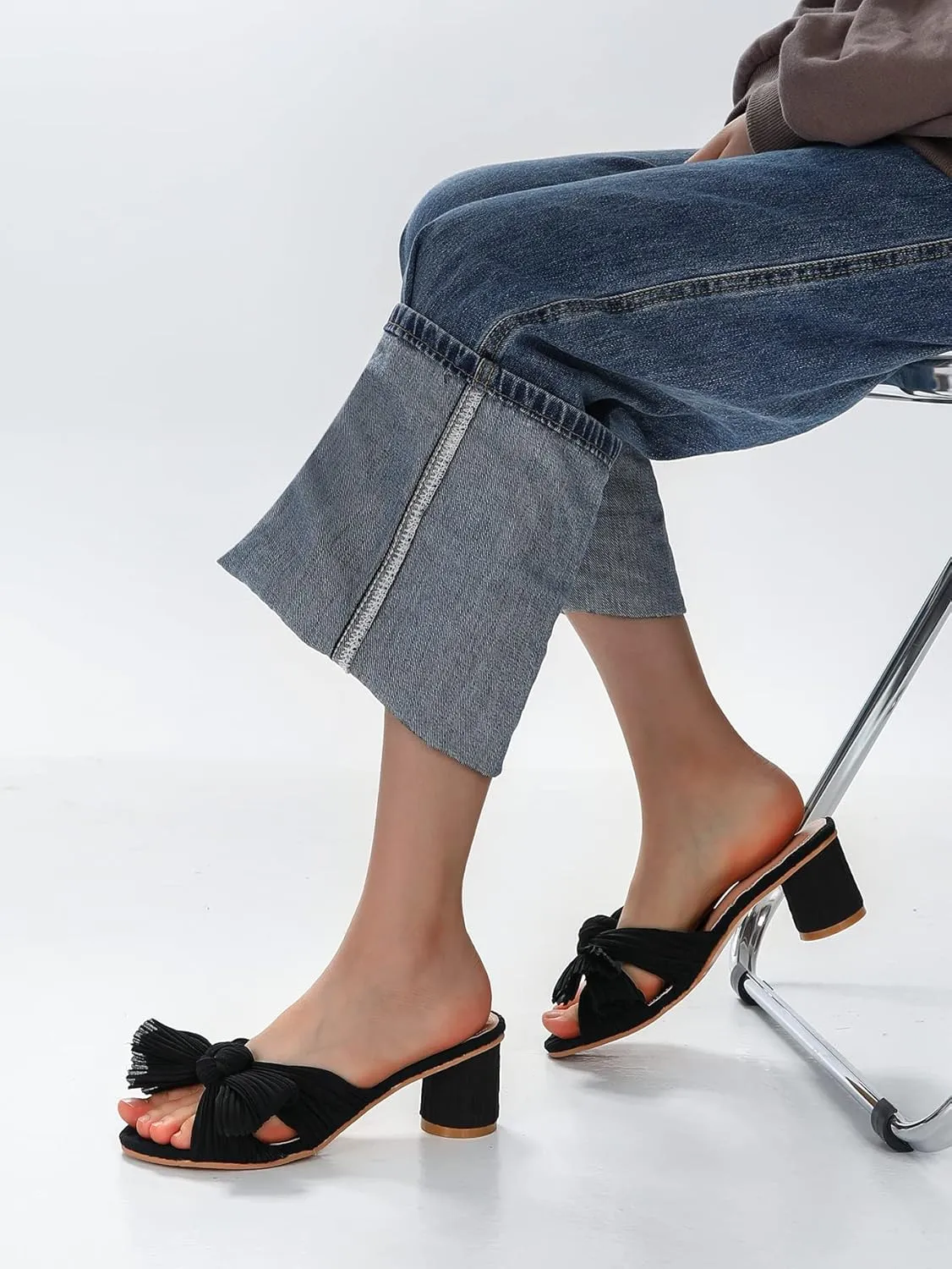WENJIAZHIZHI Womens Bow-Knot Heeled Sandals Dress Pumps Shoes for Women Chunky Block Heels Dressy Summer Sexy Wedding Party
