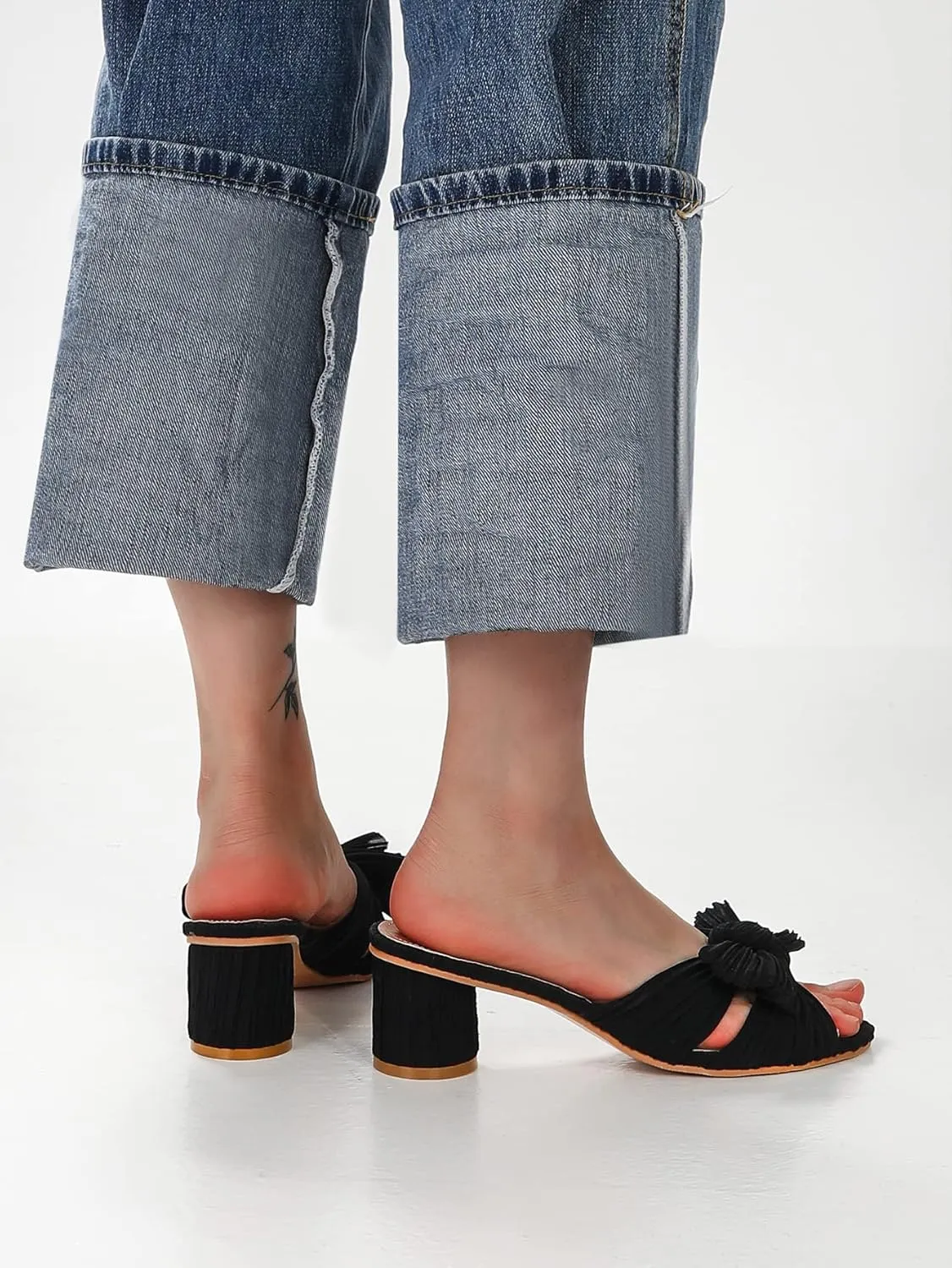 WENJIAZHIZHI Womens Bow-Knot Heeled Sandals Dress Pumps Shoes for Women Chunky Block Heels Dressy Summer Sexy Wedding Party
