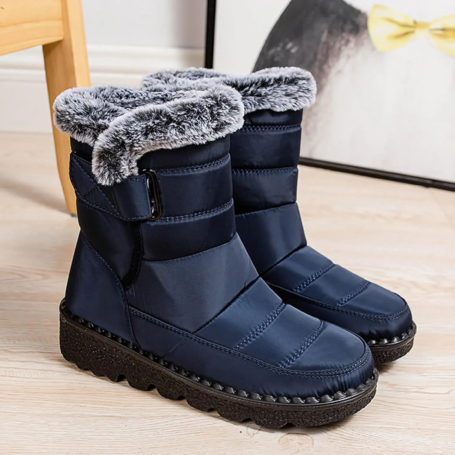 Winter Boots for Women 2024 Outdoor Warm Mens Fur Lined Booties Womens Snow Shoes Comfortable Non-Slip Hiking Boot