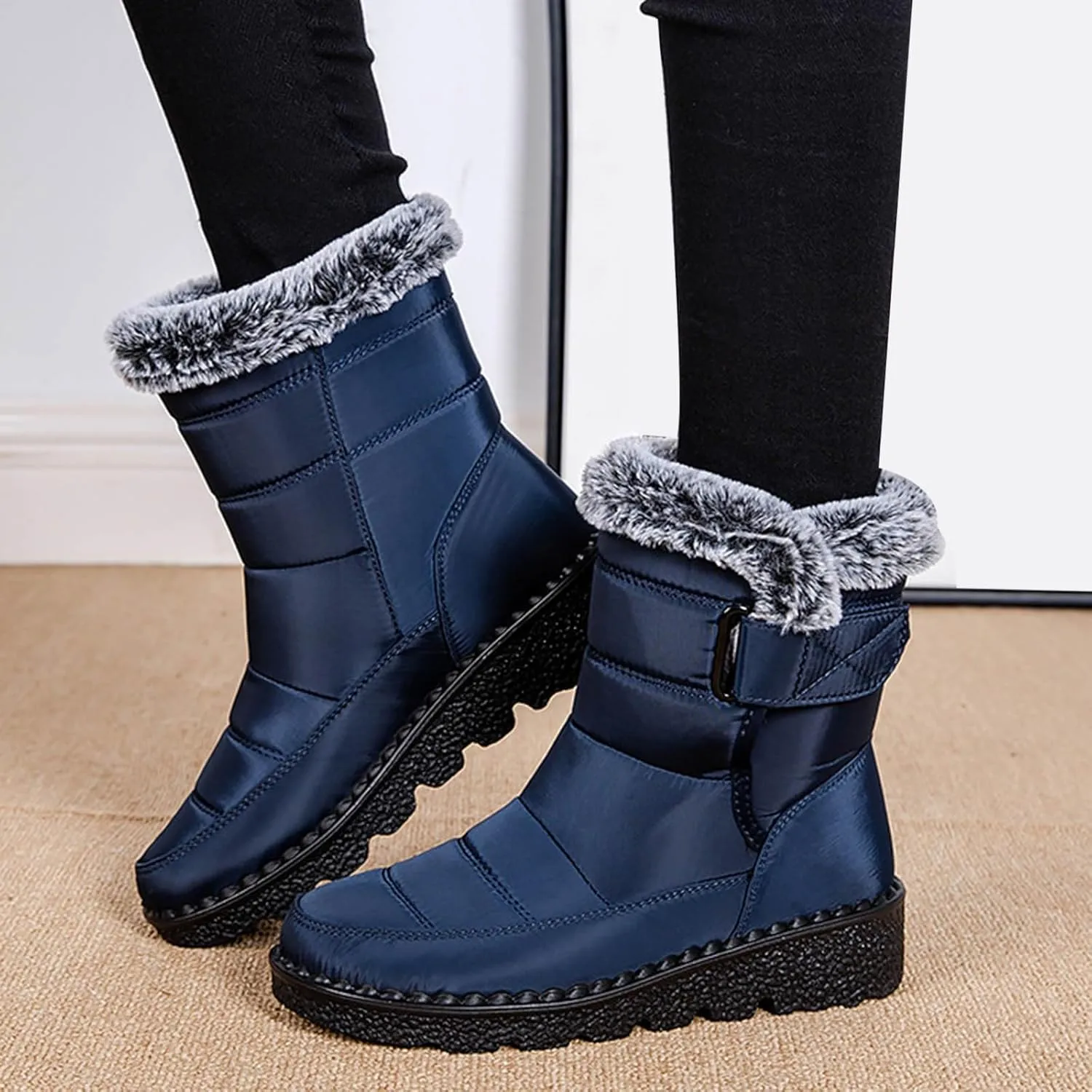 Winter Boots for Women 2024 Outdoor Warm Mens Fur Lined Booties Womens Snow Shoes Comfortable Non-Slip Hiking Boot