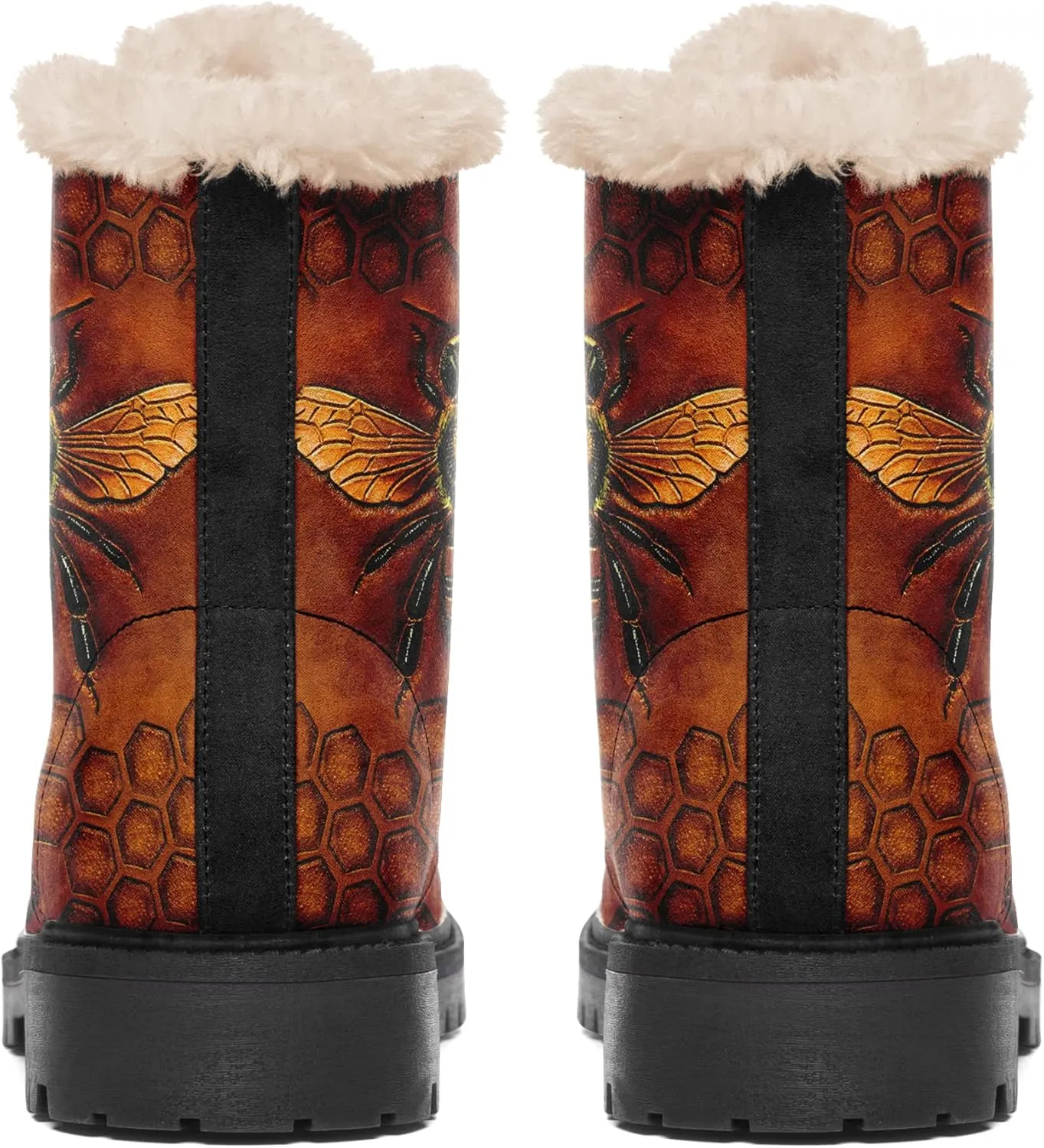 Winter Boots for Women, Custom Christmas Boots Santa Claus Print Ladies Fur Lined Lace up Ankle Boots Comfortable Warm Winter Snow Shoes Outdoor Christmas Gift