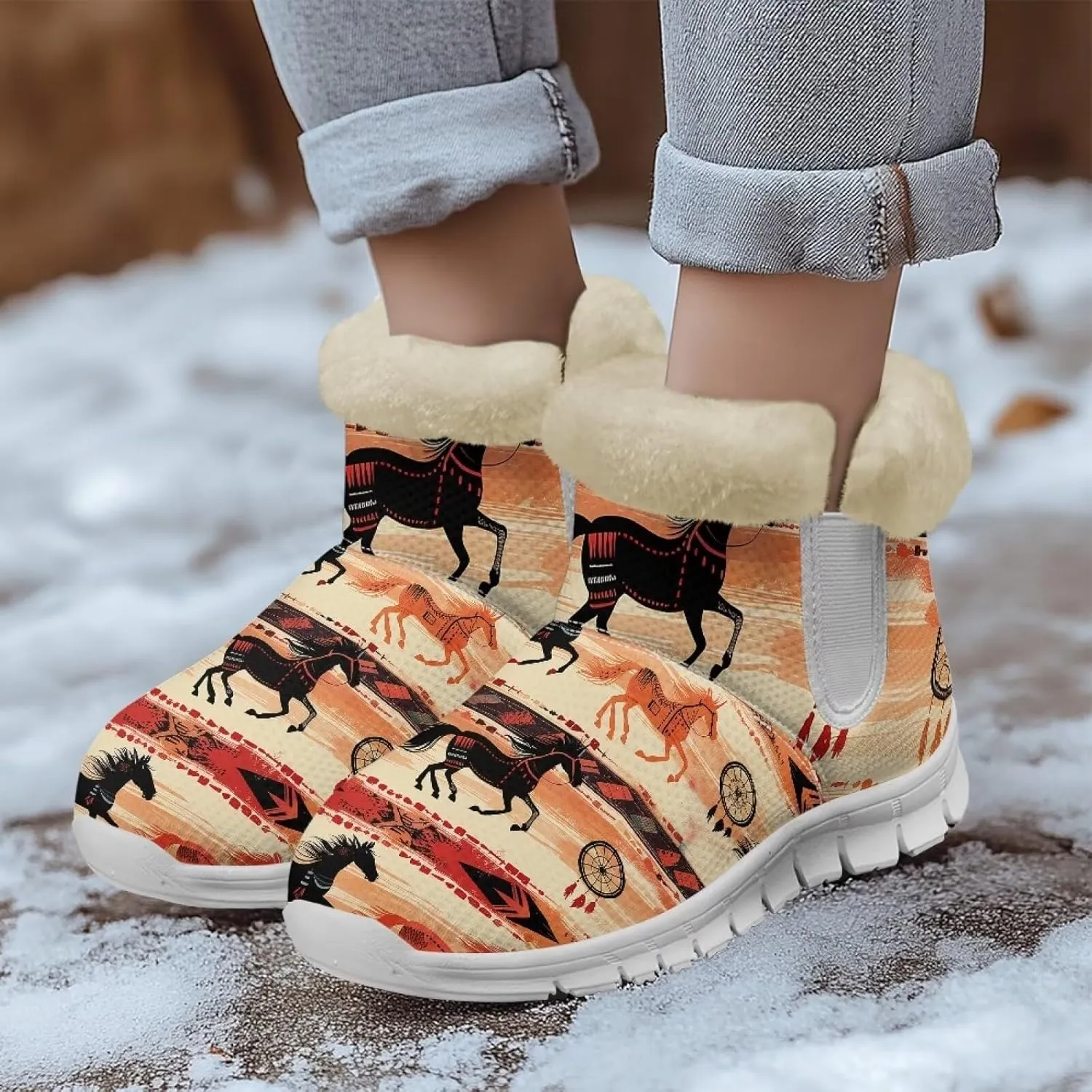 Winter Boots For Women Non Slip Ankle Boots Fully Warm Fur Lined Lightweight Memory Foam Outdoor Indoor Snow Boots