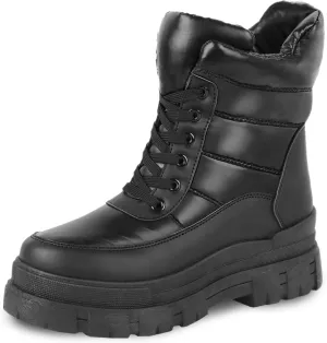 Winter Boots for Women Waterproof, Snow Boots for Women, Womens Mid Calf Low Heel Zip Up Anti-Slip Warm Booties Comfortable for Outdoor Walking Hiking