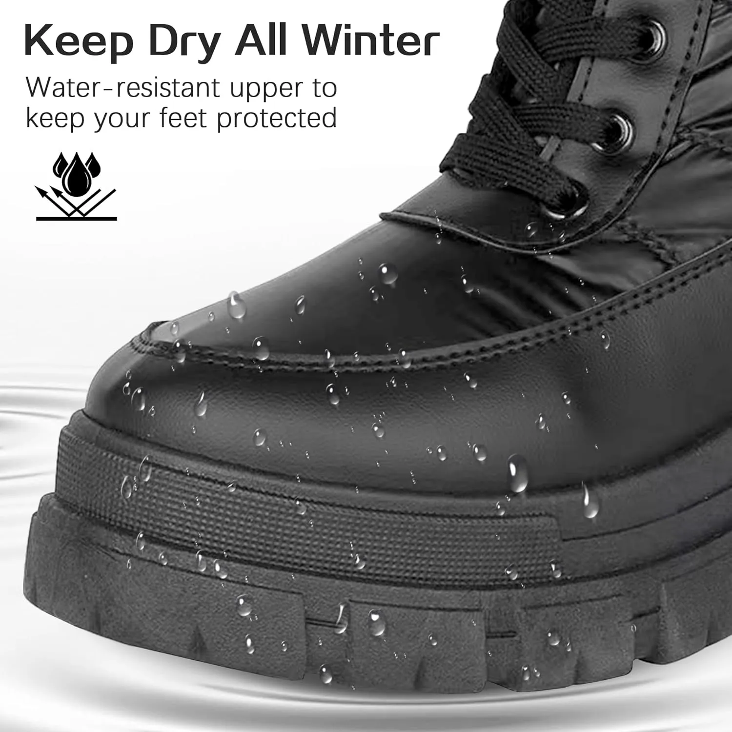 Winter Boots for Women Waterproof, Snow Boots for Women, Womens Mid Calf Low Heel Zip Up Anti-Slip Warm Booties Comfortable for Outdoor Walking Hiking