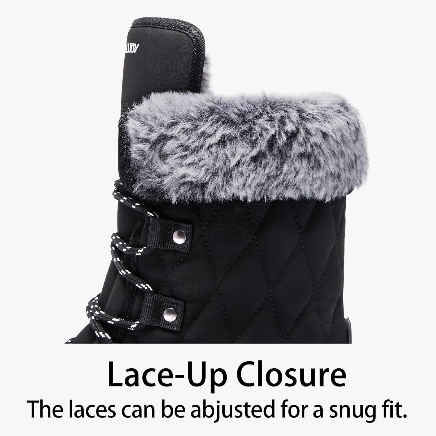 Women Snow Boots Lace up with Waterproof Warm Fur Lined Mid-Calf Outdoor Winter Boots Cold Weather Comfortable Boots for Women