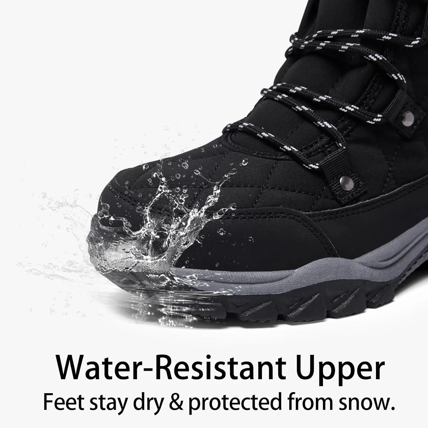 Women Snow Boots Lace up with Waterproof Warm Fur Lined Mid-Calf Outdoor Winter Boots Cold Weather Comfortable Boots for Women