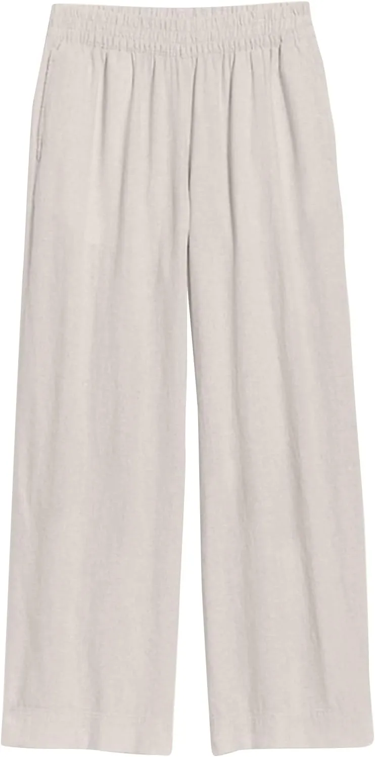 Women Wide Leg Pants High Waisted Cotton Linen Palazzo Lounge Pant Business Casual Paperbag Trousers with Pocket