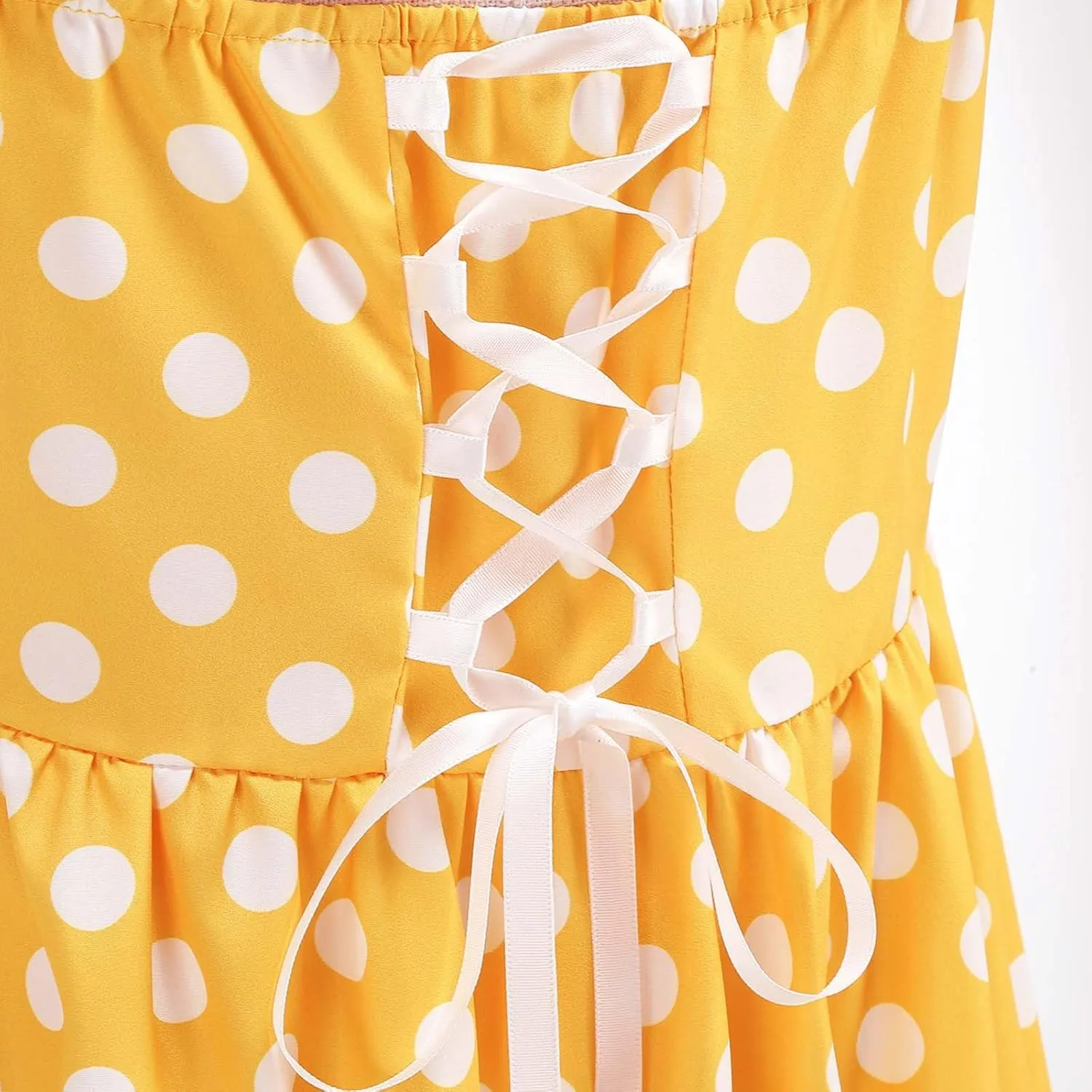 Women's 1950s Retro Halter Dress Vintage Polka Dot Swing Dresses Sleeveless Rockabilly Cocktail Party Dress