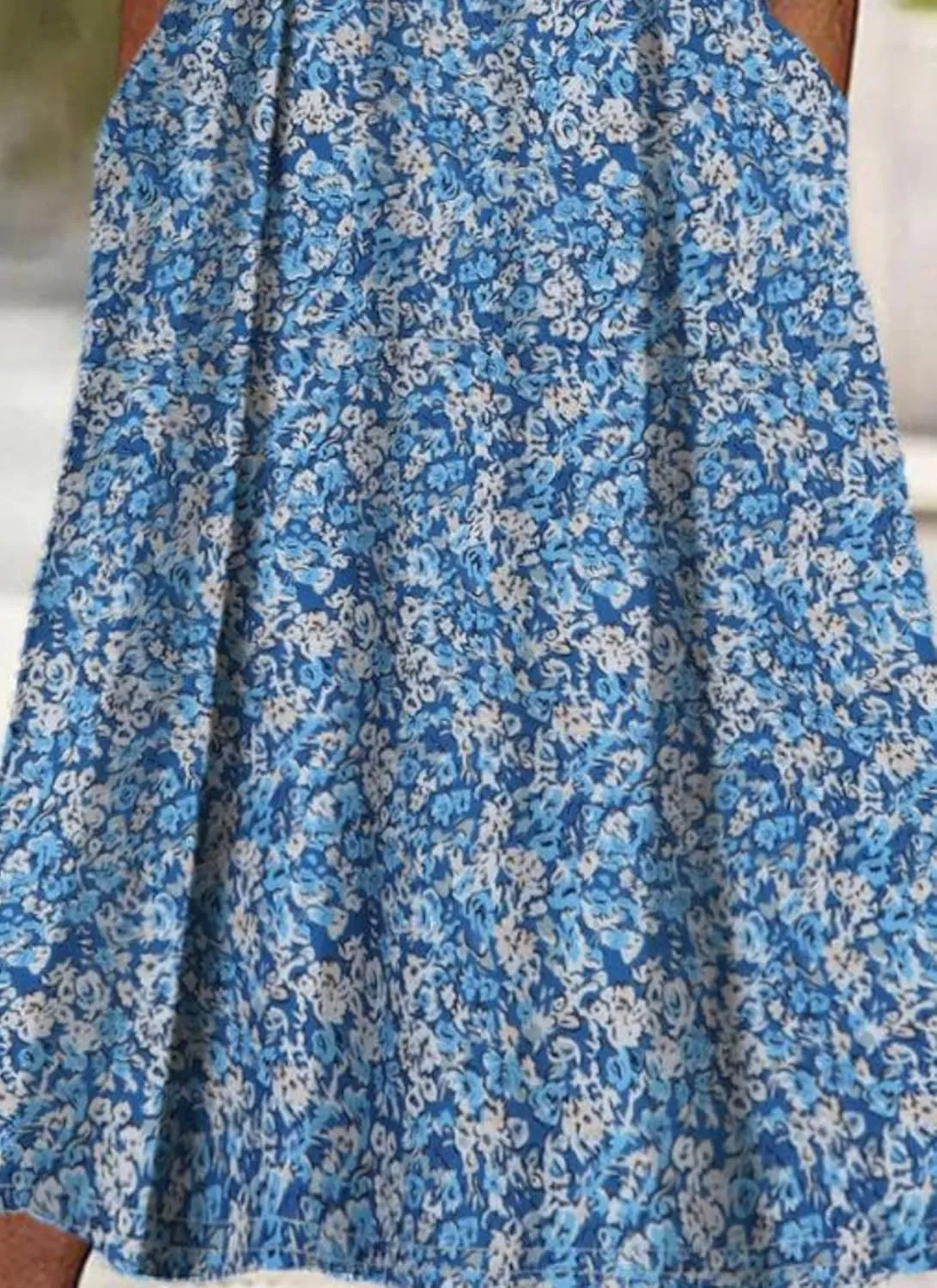 Womens 2025 Fashion Outfits Plant Print Side Pocket Midi Dress Stylish V Neck Midi Dress