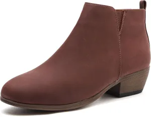 Women’s Ankle Boots Low Heels Short Booties Casual Comfortable Chunky Boots Round Toe With Side Zipper