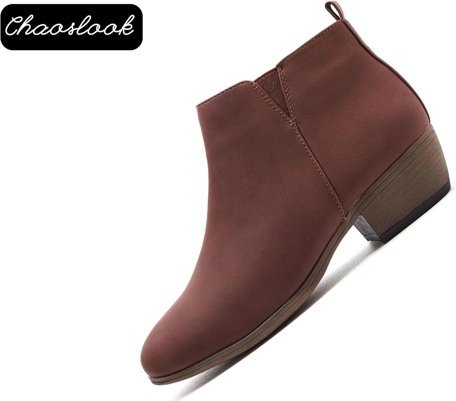 Women’s Ankle Boots Low Heels Short Booties Casual Comfortable Chunky Boots Round Toe With Side Zipper
