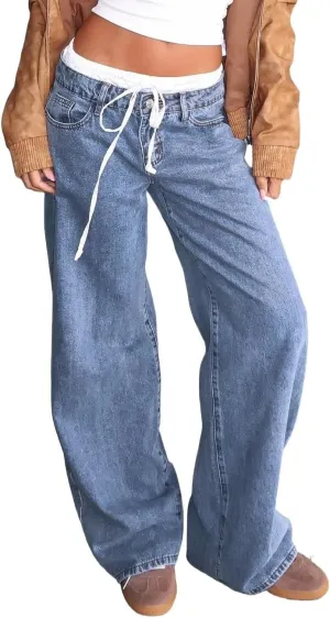Women's Black Low Rise Baggy Jeans