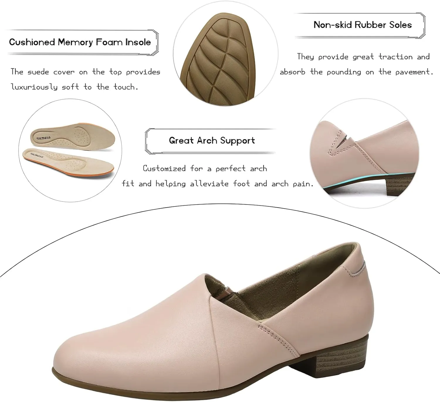 Women's Classic Comfort Dress Shoes Casual Leather Loafers Flats Cute Versatile Slip-Ons Everyday Work Shoes
