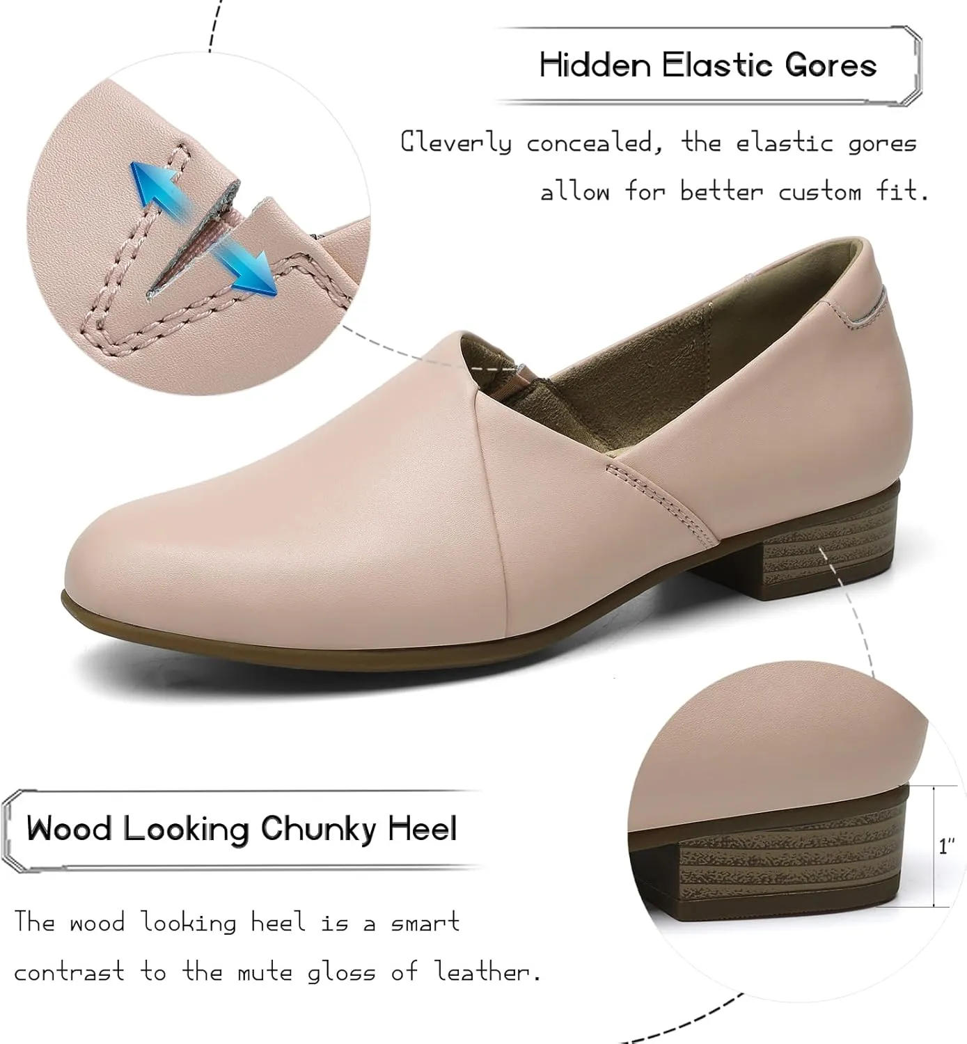 Women's Classic Comfort Dress Shoes Casual Leather Loafers Flats Cute Versatile Slip-Ons Everyday Work Shoes