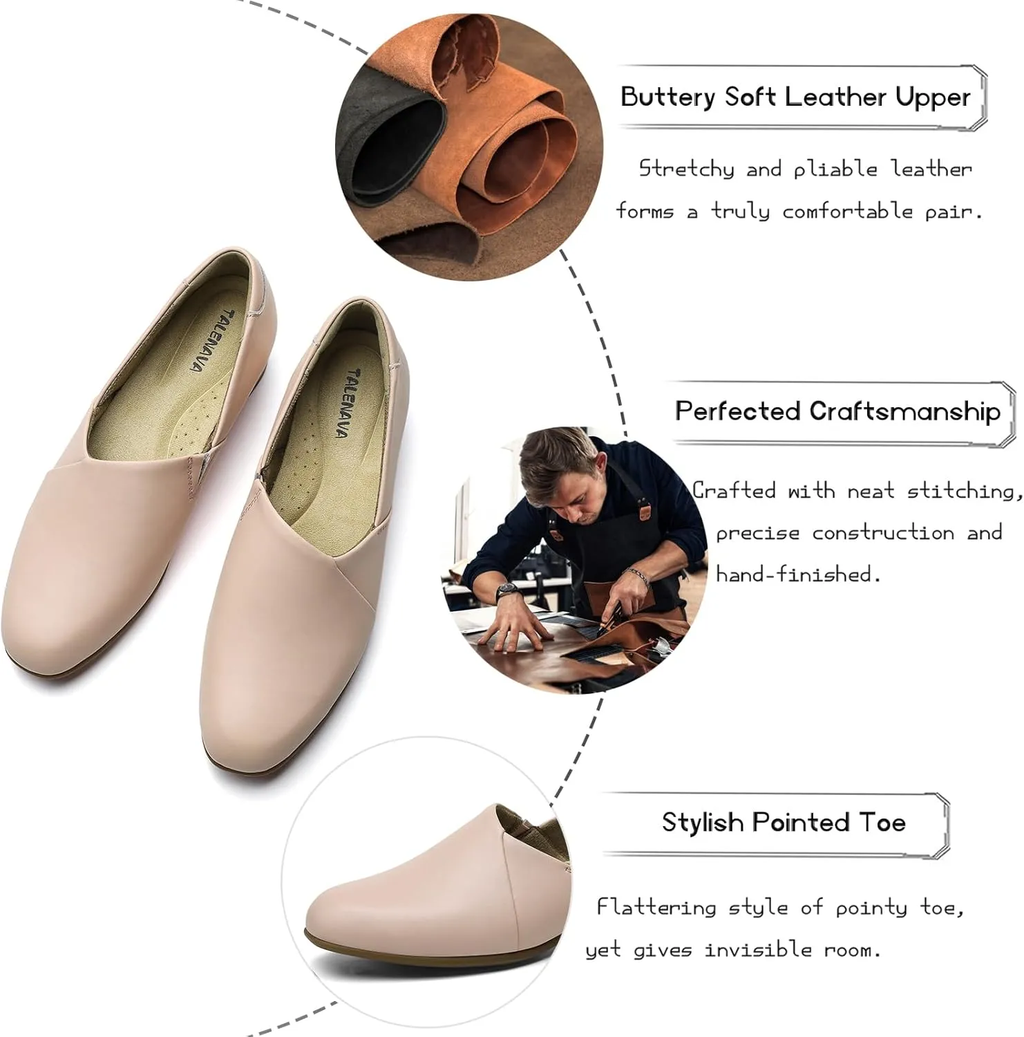 Women's Classic Comfort Dress Shoes Casual Leather Loafers Flats Cute Versatile Slip-Ons Everyday Work Shoes