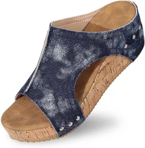 Women's Cloth Platform Wedge Slippers Temperament Non Slip Beach Slippers Sandals for Women 2025