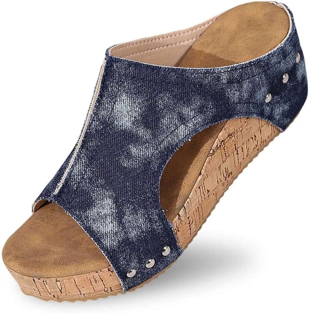 Women's Cloth Platform Wedge Slippers Temperament Non Slip Beach Slippers Sandals for Women 2025