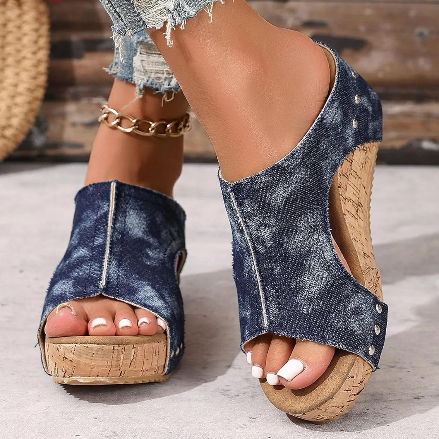Women's Cloth Platform Wedge Slippers Temperament Non Slip Beach Slippers Sandals for Women 2025