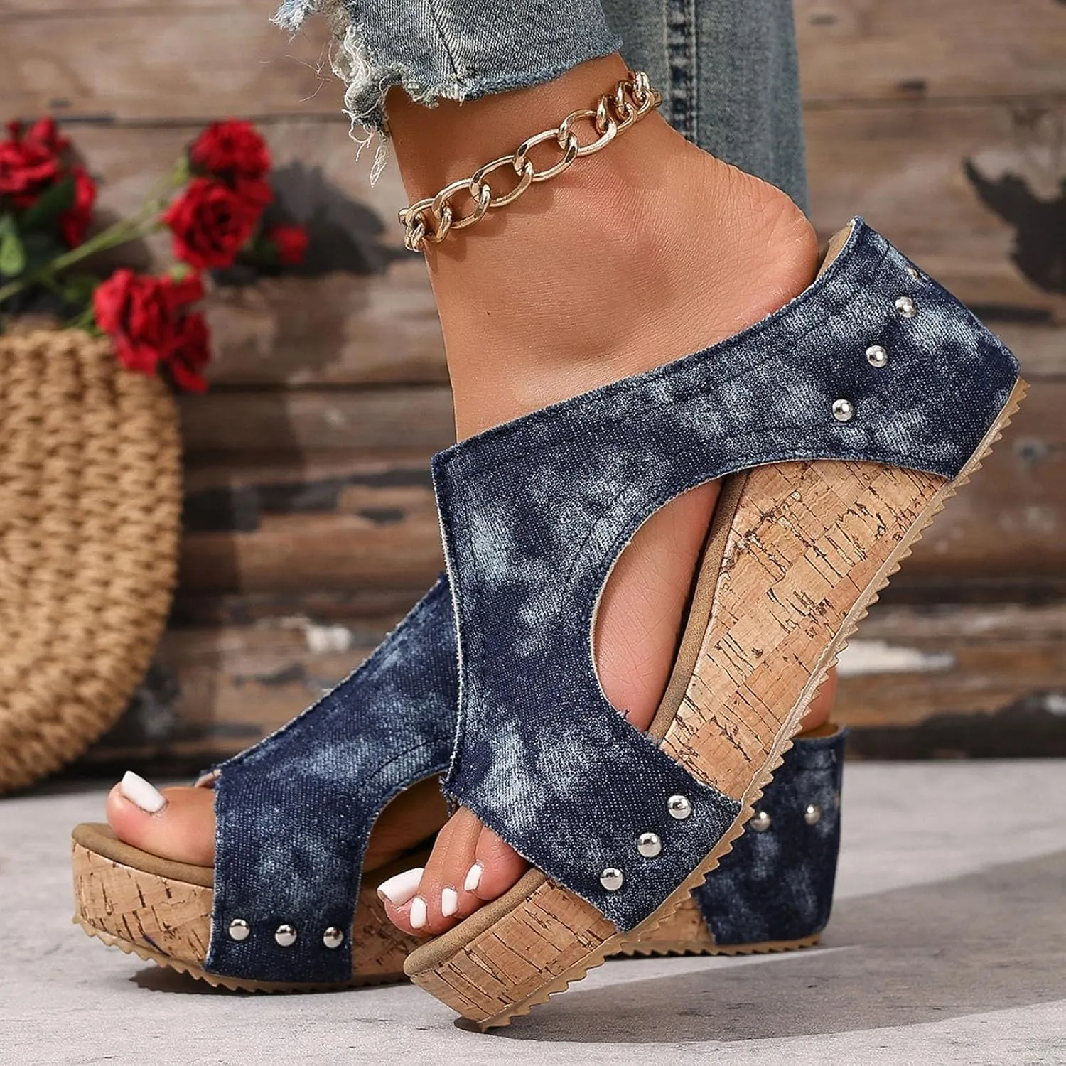 Women's Cloth Platform Wedge Slippers Temperament Non Slip Beach Slippers Sandals for Women 2025