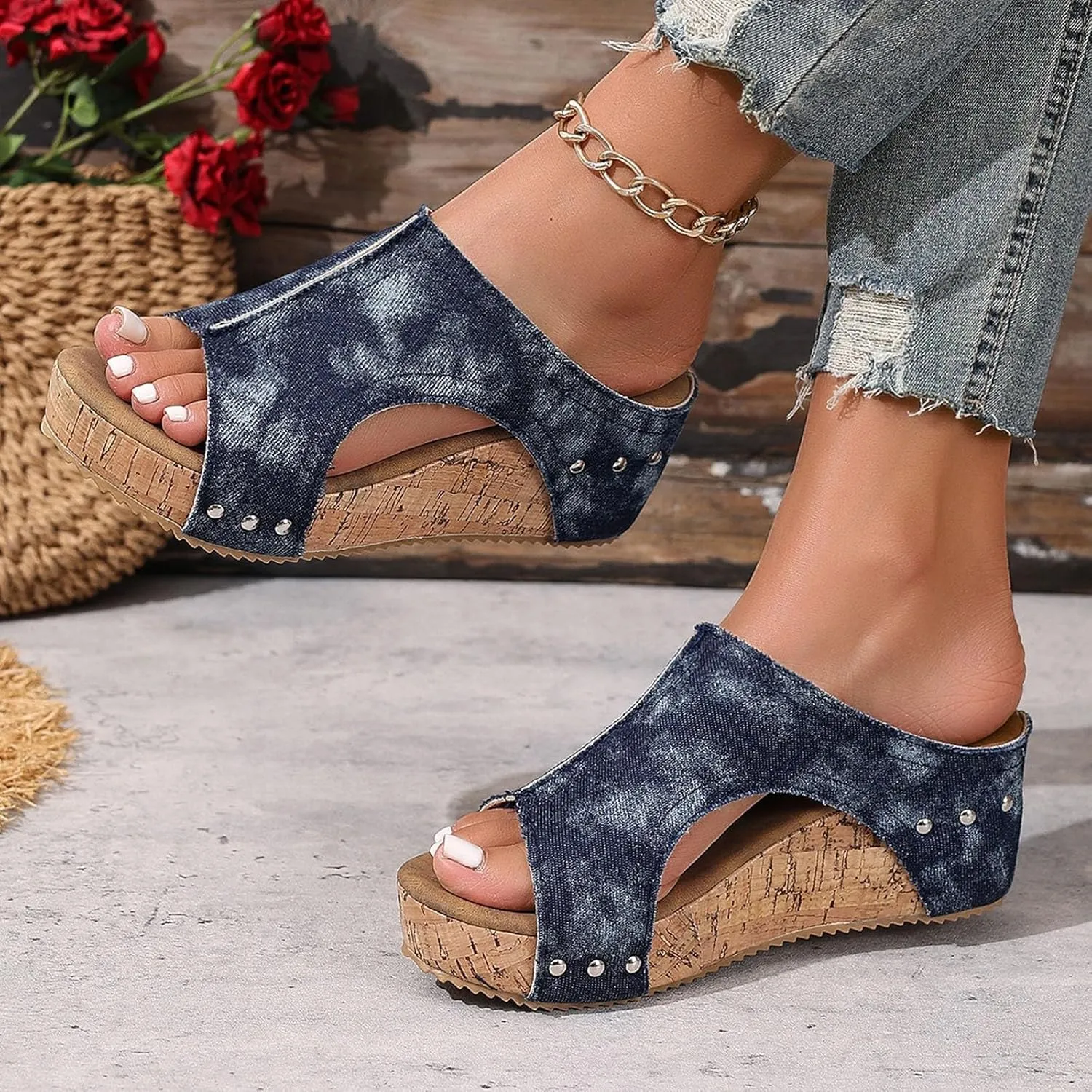 Women's Cloth Platform Wedge Slippers Temperament Non Slip Beach Slippers Sandals for Women 2025