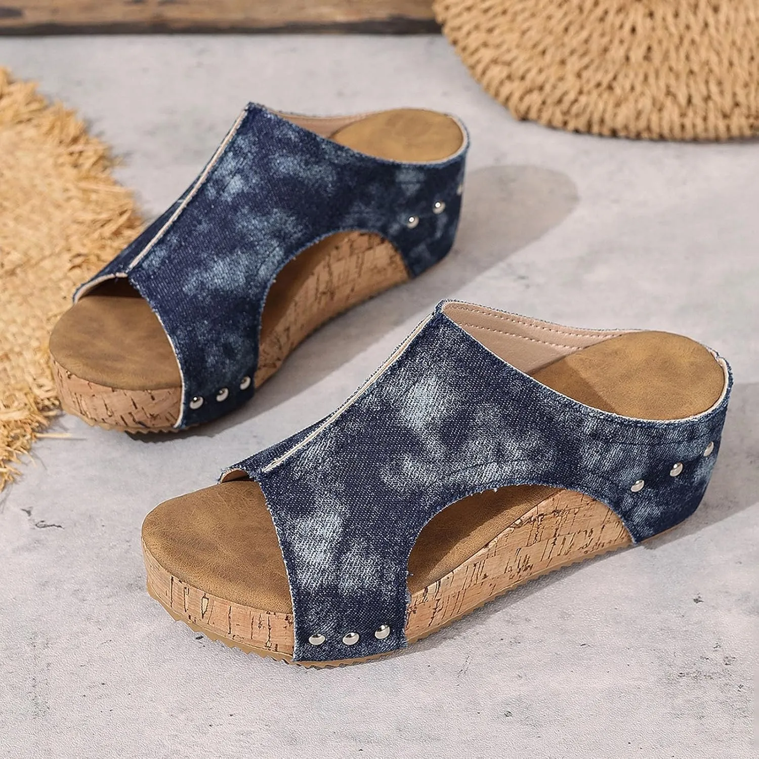 Women's Cloth Platform Wedge Slippers Temperament Non Slip Beach Slippers Sandals for Women 2025