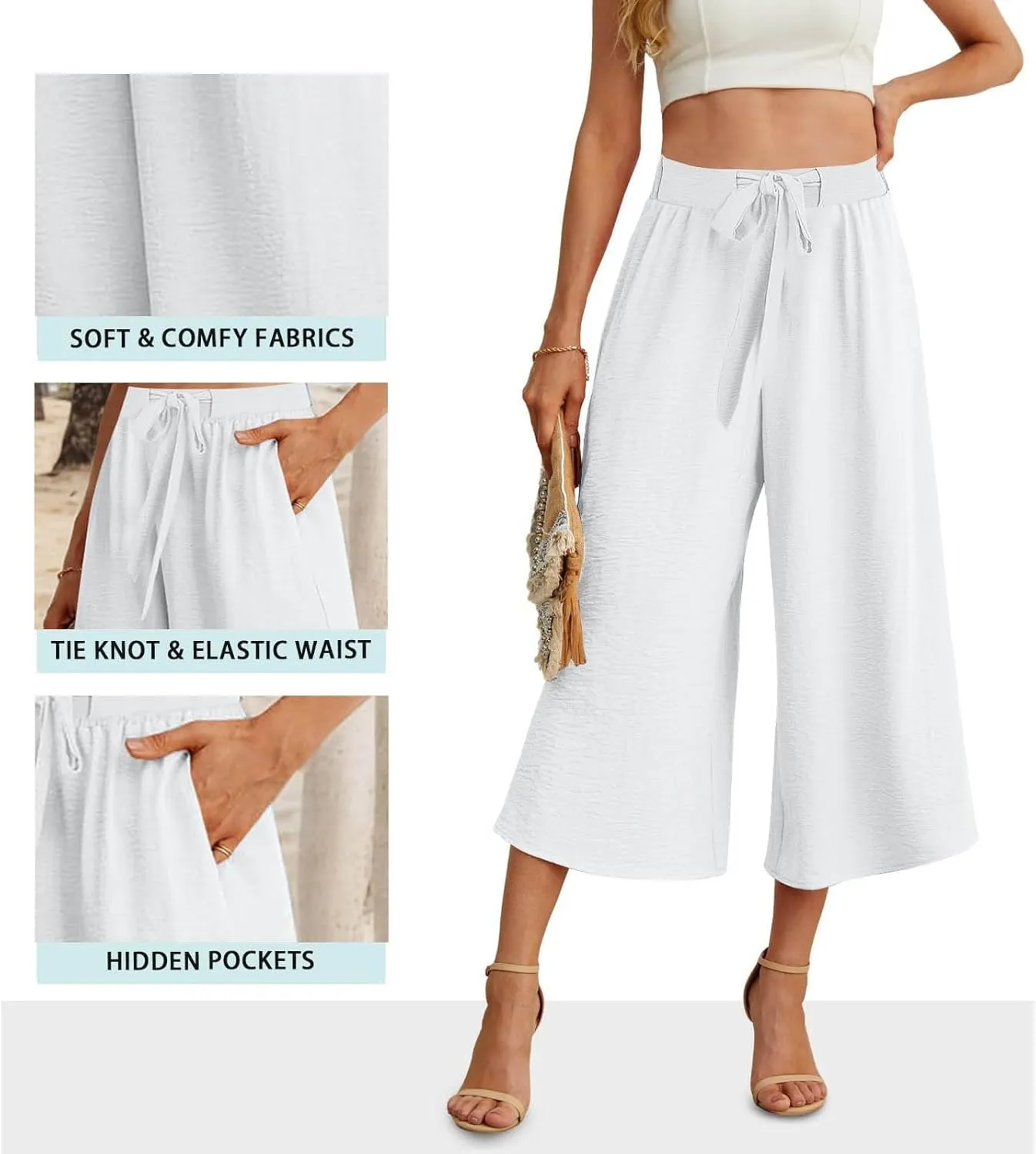 Womens Cotton Linen Pant Palazzo Pants High Waist Wide Leg 2025 Beach Travel Vacation Trousers with Pocket