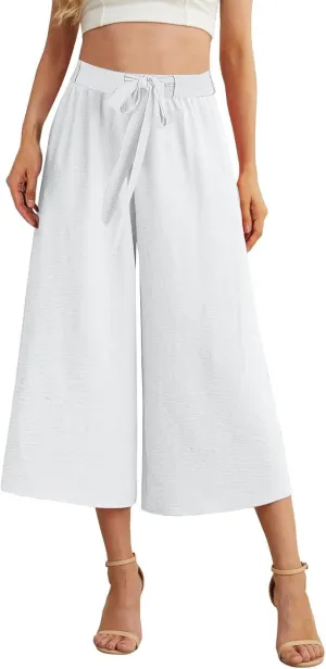 Womens Cotton Linen Pant Palazzo Pants High Waist Wide Leg 2025 Beach Travel Vacation Trousers with Pocket