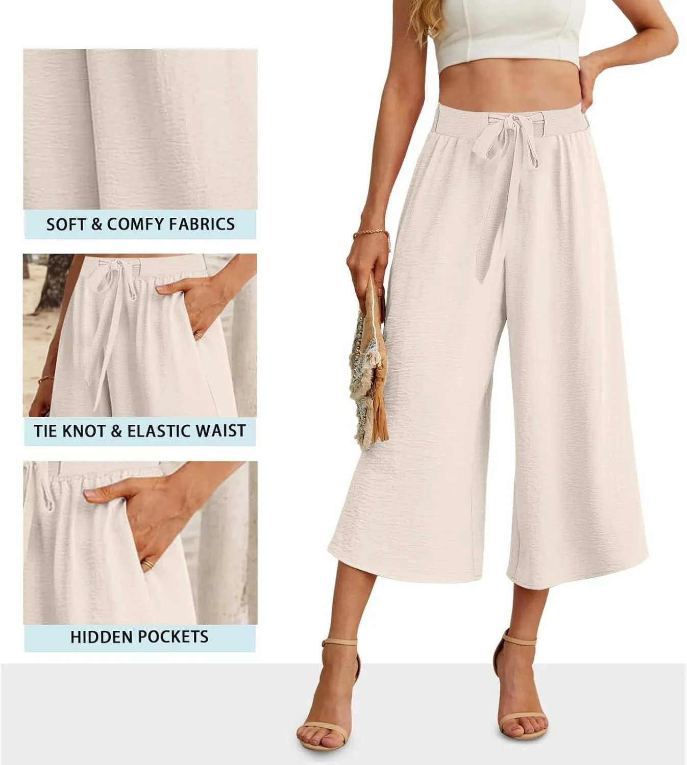 Womens Cotton Linen Pant Palazzo Pants High Waist Wide Leg 2025 Beach Travel Vacation Trousers with Pocket
