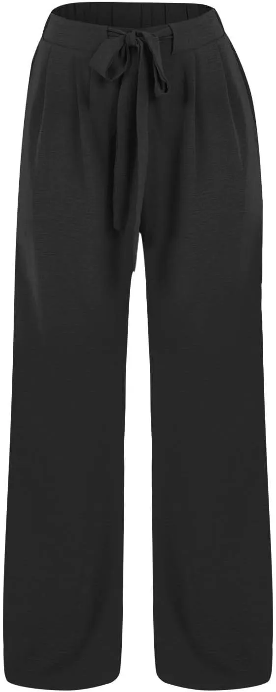Womens Cotton Linen Pant Palazzo Pants High Waist Wide Leg 2025 Beach Travel Vacation Trousers with Pocket