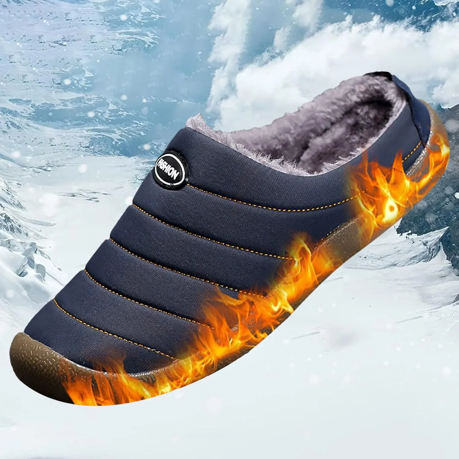 Women's Cotton Slippers Plus Velvet Warm Household Boots Soft Flat Soled Snow Boots Lightweight Winter Boots