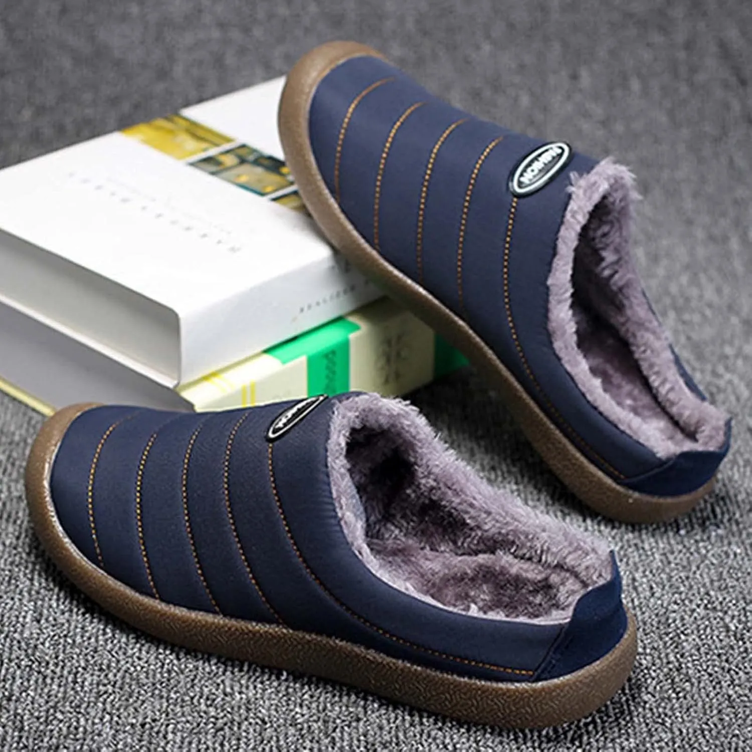 Women's Cotton Slippers Plus Velvet Warm Household Boots Soft Flat Soled Snow Boots Lightweight Winter Boots