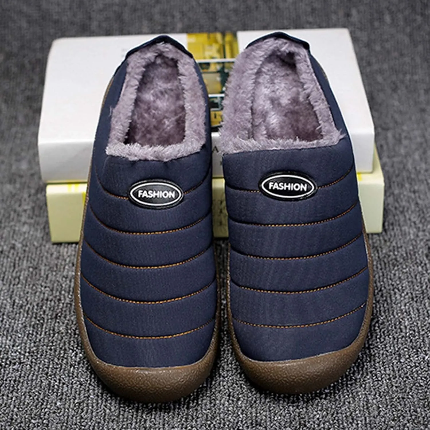 Women's Cotton Slippers Plus Velvet Warm Household Boots Soft Flat Soled Snow Boots Lightweight Winter Boots