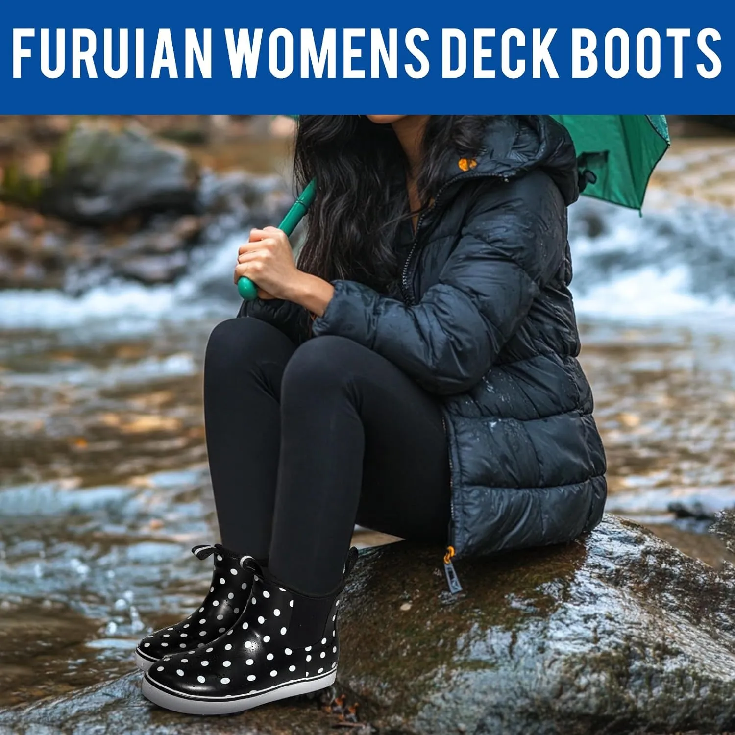 Women's Deck Boots Ankle Rain Boots Fishing Boots Rubber Waterproof Slip-Resistant Outdoor Work Shoes