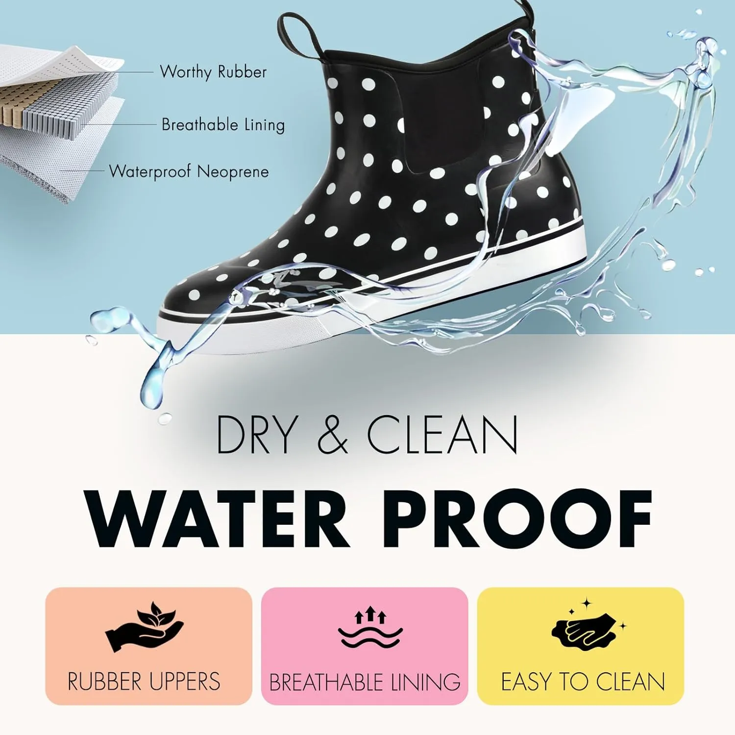 Women's Deck Boots Ankle Rain Boots Fishing Boots Rubber Waterproof Slip-Resistant Outdoor Work Shoes