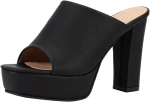 Women's Fashion Fish Mouth Platform Chunky Heel Sandals Comfort Slip On Round Open Toe Heel Mules Summer Dress Party Heeled Slippers